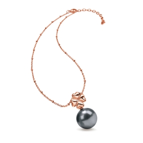 Grace Rose Gold Plated Dark Gray Pearl Short Necklace-
